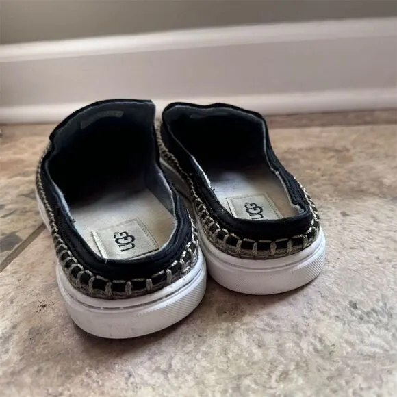 UGG Women's Caleel Black Suede Leather Slip-On Mule Shoes Size 8