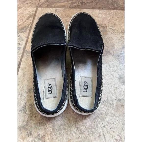 UGG Women's Caleel Black Suede Leather Slip-On Mule Shoes Size 8