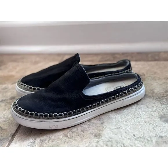UGG Women's Caleel Black Suede Leather Slip-On Mule Shoes Size 8