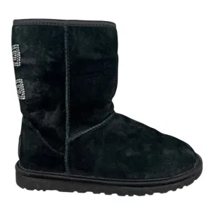 UGG Women’s Classic Short Black Swarovski Bows Winter Boot Size US 8