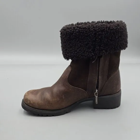 UGG Women's KoolaBurra 6 US Bellvue II Brown Leather Sherpa Cuff Winter Boots