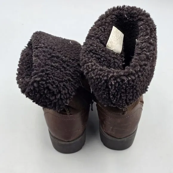 UGG Women's KoolaBurra 6 US Bellvue II Brown Leather Sherpa Cuff Winter Boots