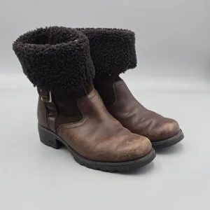 UGG Women's KoolaBurra 6 US Bellvue II Brown Leather Sherpa Cuff Winter Boots