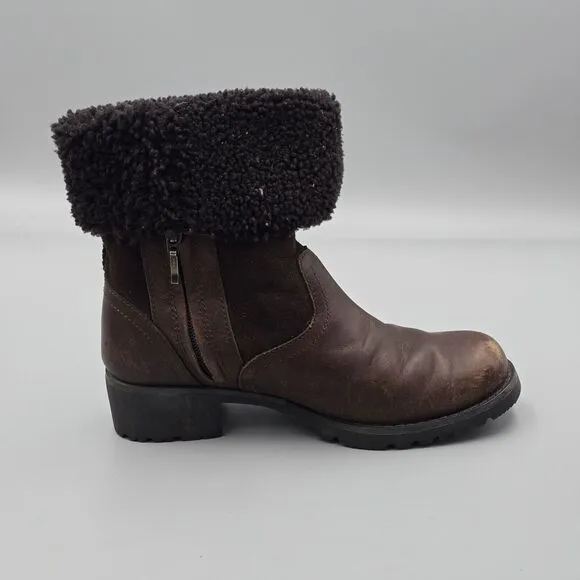 UGG Women's KoolaBurra 6 US Bellvue II Brown Leather Sherpa Cuff Winter Boots