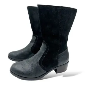 Ugg Women’s Lou Leather/Suede Low Boot Black w/Sheepskin Insole Size 5.5