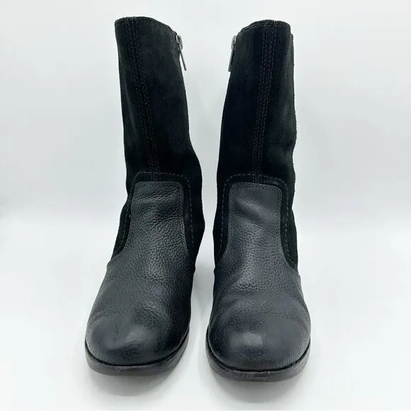 Ugg Women’s Lou Leather/Suede Low Boot Black w/Sheepskin Insole Size 5.5