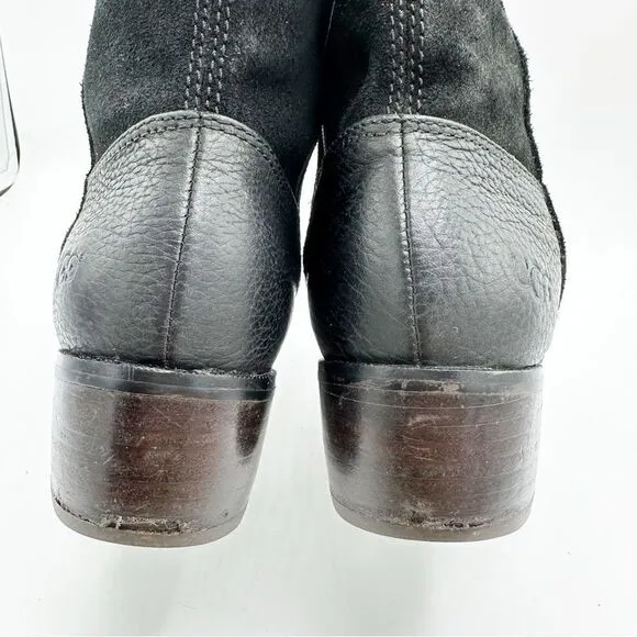 Ugg Women’s Lou Leather/Suede Low Boot Black w/Sheepskin Insole Size 5.5