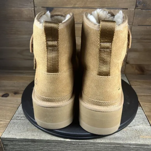 UGG Womens Size 9 Neumel Platform Chestnut Hook &amp; Loop Winter Ankle Boots NWOB