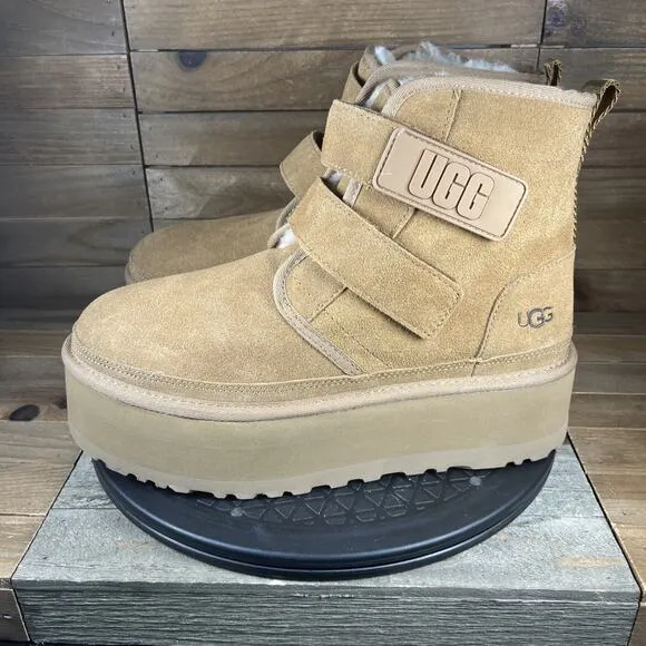 UGG Womens Size 9 Neumel Platform Chestnut Hook &amp; Loop Winter Ankle Boots NWOB