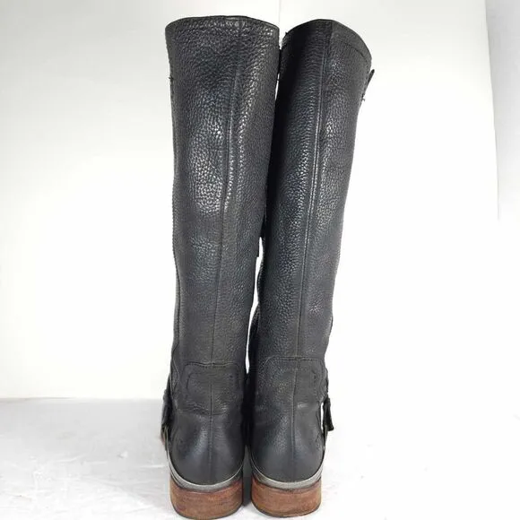 Ugg Women’s Channing US9 Leather Black Harness Equestrian Tall Riding Boots