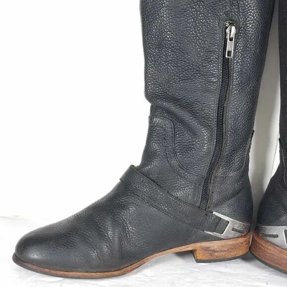 Ugg Women’s Channing US9 Leather Black Harness Equestrian Tall Riding Boots