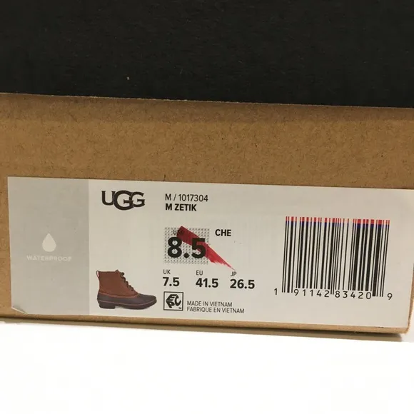 UGG Zetik Waterproof Duck Boots -Chestnut Leather -Men’s US 8.5 -NEW