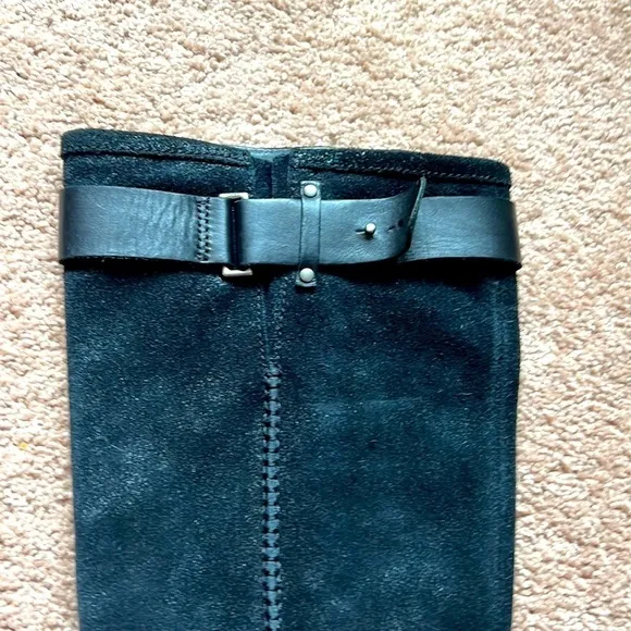 UGG Black suede and leather moto boots