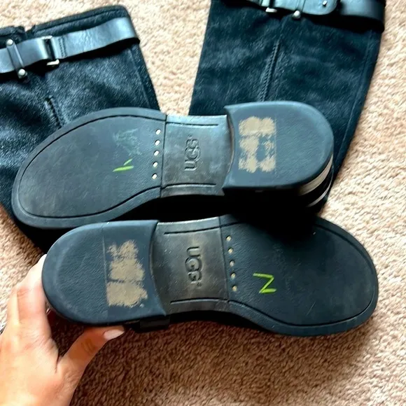 UGG Black suede and leather moto boots