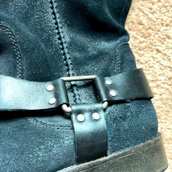 UGG Black suede and leather moto boots