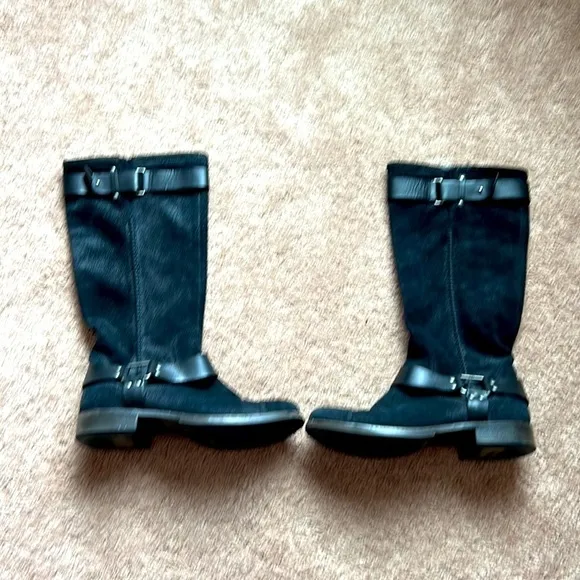 UGG Black suede and leather moto boots