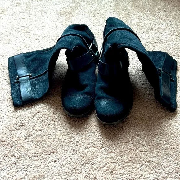 UGG Black suede and leather moto boots