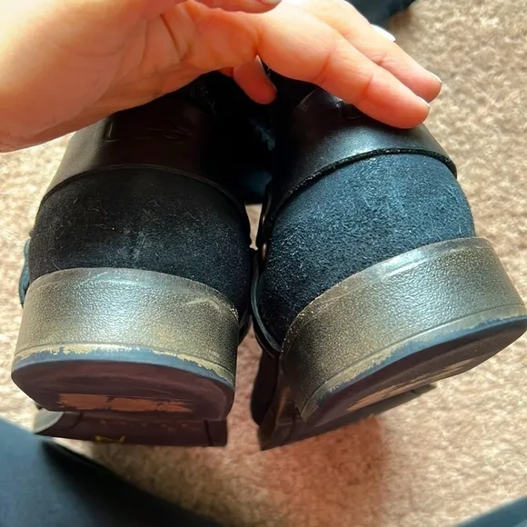 UGG Black suede and leather moto boots