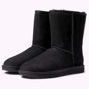 UGG® Classic Short II mid-calf suede boot black color size 7