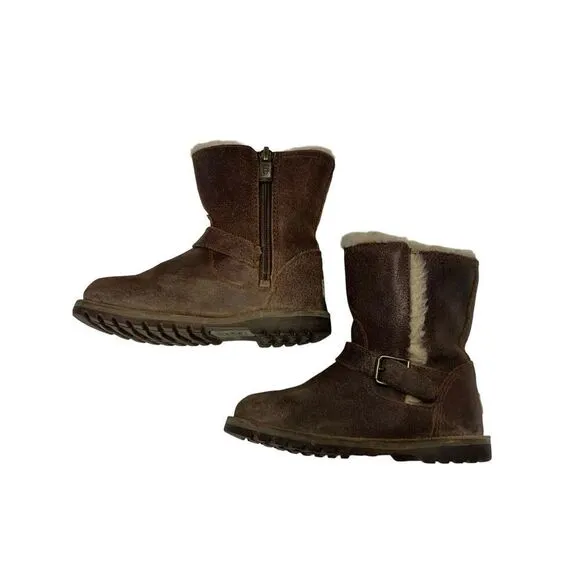 UGG Kids Brown with Sheepskin Winter Girls Toddler Boots size 7