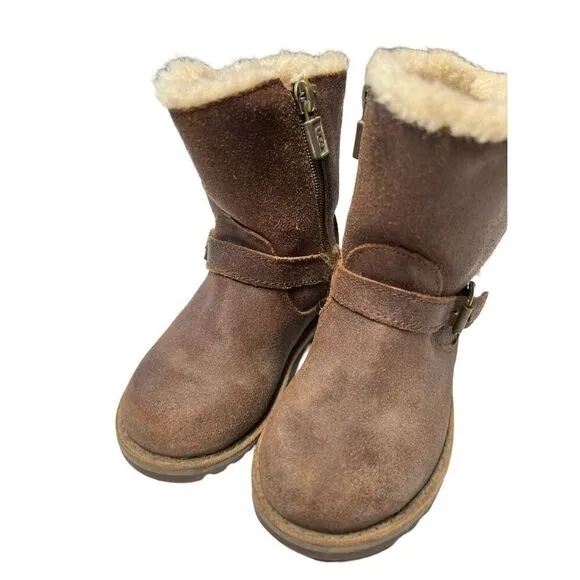 UGG Kids Brown with Sheepskin Winter Girls Toddler Boots size 7