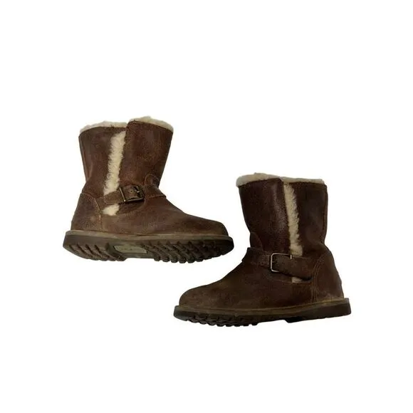 UGG Kids Brown with Sheepskin Winter Girls Toddler Boots size 7