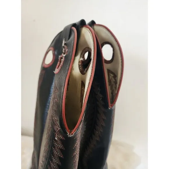 Unbranded Leather Mens Black Tall Cowboy Boots Texas 10 EE 17&quot; Tall