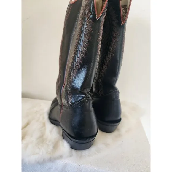 Unbranded Leather Mens Black Tall Cowboy Boots Texas 10 EE 17&quot; Tall
