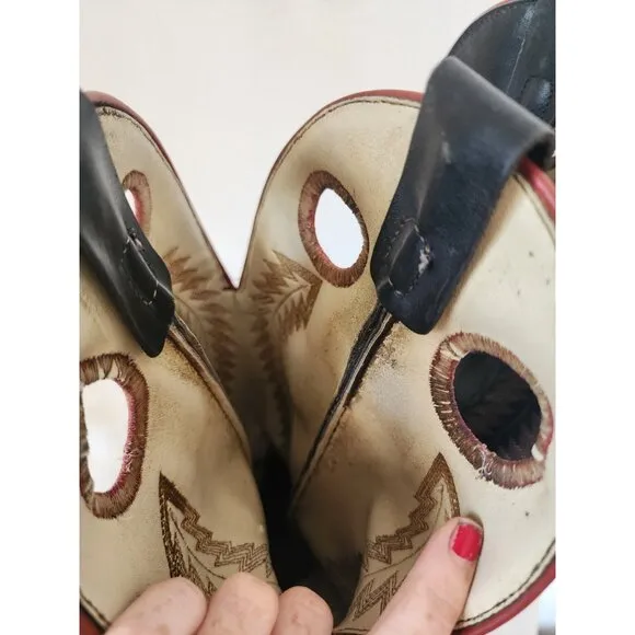 Unbranded Leather Mens Black Tall Cowboy Boots Texas 10 EE 17&quot; Tall