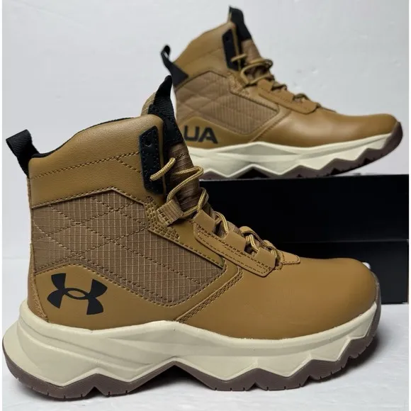 Under Armour Stellar G2 Size 4 Youth Brown Tactical Combat Boots Hiking Outdoor