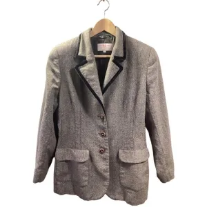 Ungaro Collection Gray Wool Tweed Velvet Tailored Vintage Jacket Blazer Sz 50 M