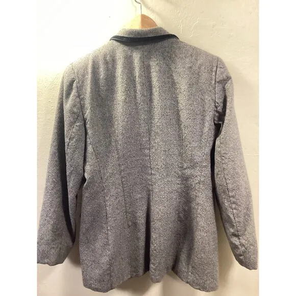 Ungaro Collection Gray Wool Tweed Velvet Tailored Vintage Jacket Blazer Sz 50 M