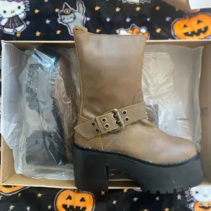 Urban Outfitters Moto Chunky Buckle Boots