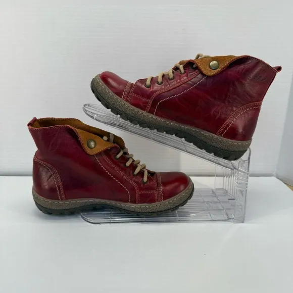 V Italia Kiki red leather combat boots size 37
