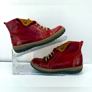V Italia Kiki red leather combat boots size 37