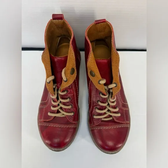 V Italia Kiki red leather combat boots size 37