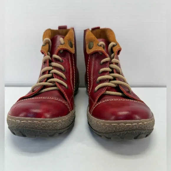 V Italia Kiki red leather combat boots size 37