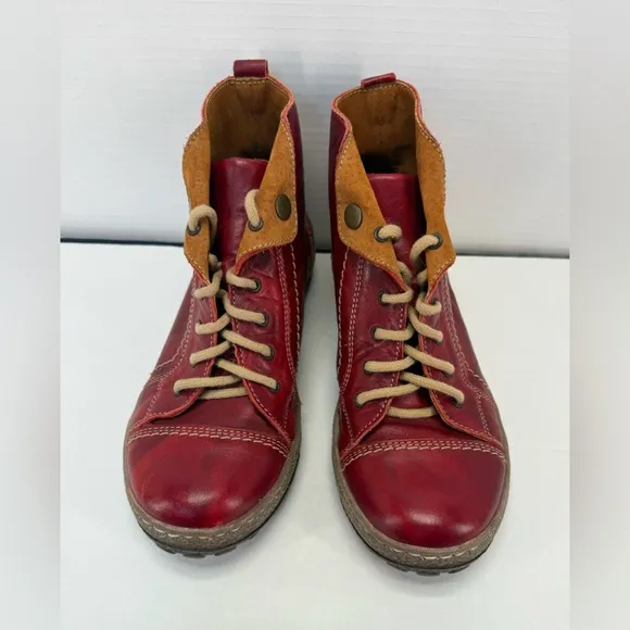 V Italia Kiki red leather combat boots size 37