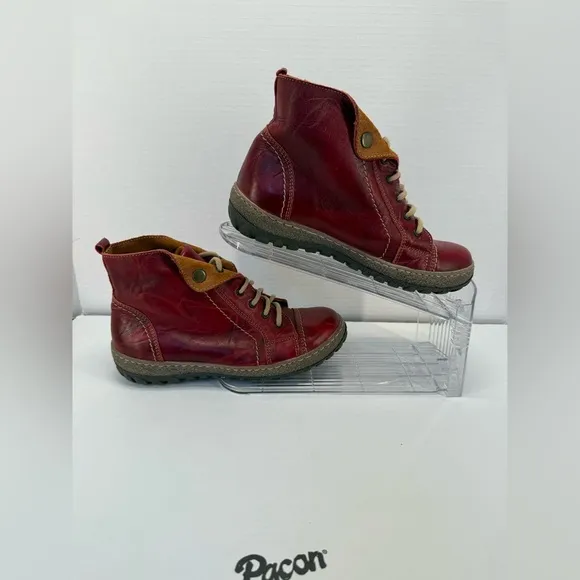 V Italia Kiki red leather combat boots size 37