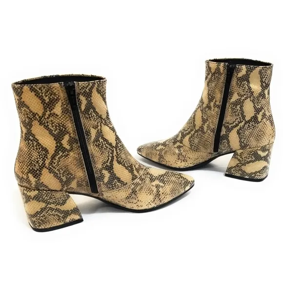 Vagabond New Olivia Leather Snakeskin Ankle Booties Womens Size 41 US 9.5‎