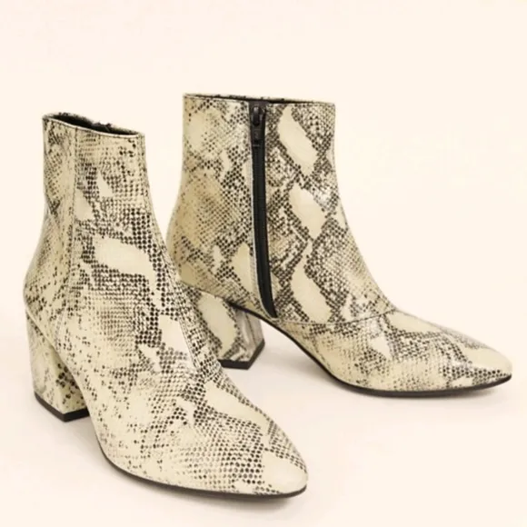 Vagabond New Olivia Leather Snakeskin Ankle Booties Womens Size 41 US 9.5‎