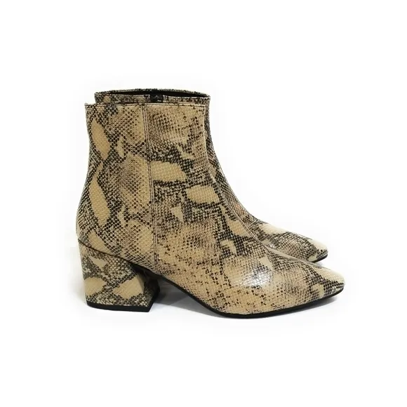 Vagabond New Olivia Leather Snakeskin Ankle Booties Womens Size 41 US 9.5‎