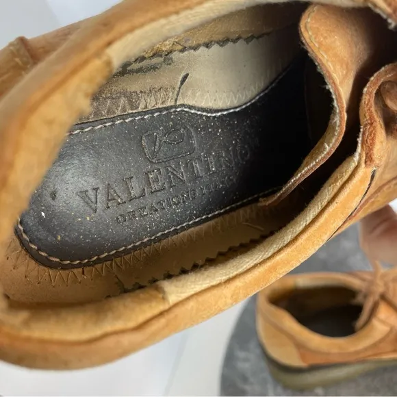 Valentino Vintage Light Brown Leather Lace Up Shoes