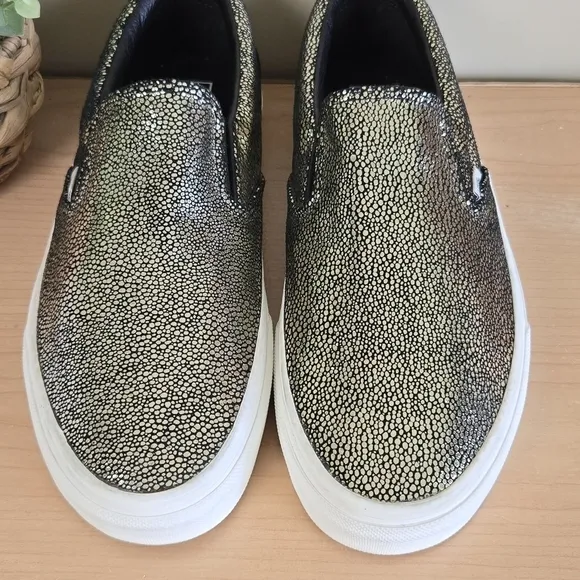 Vans 8 NEW Classic Slip On Metallic Gold Dots Low Top Sneakers SK8 Shoes 9.5