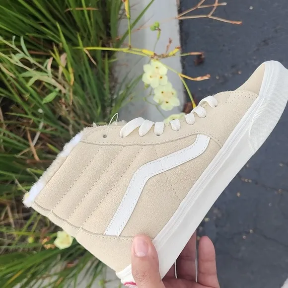 Vans Cream and White Athletic Shoes