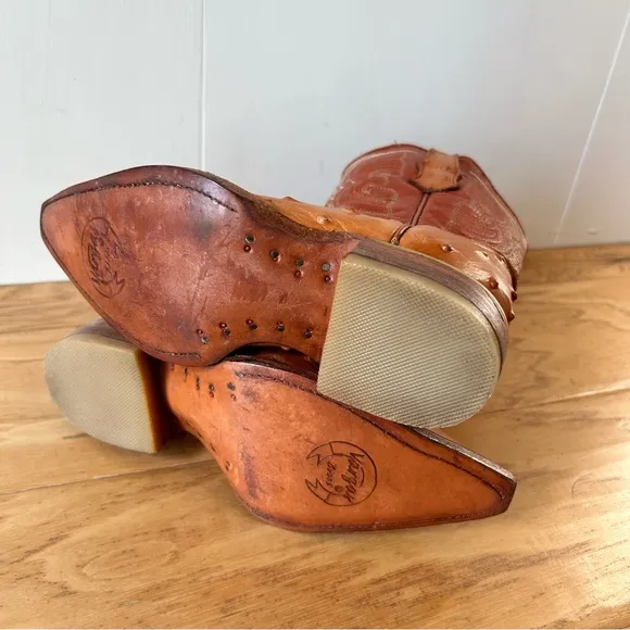Vargas Boots Kids 10 Tan Leather Cowboy Boot Boys Girls Western