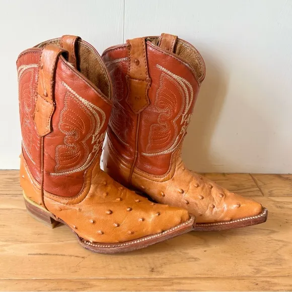 Vargas Boots Kids 10 Tan Leather Cowboy Boot Boys Girls Western