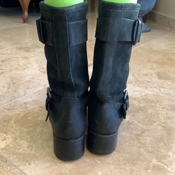 Vera Wang Lavender Black Genuine Suede Rhinestone Boots