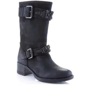 Vera Wang Lavender Black Genuine Suede Rhinestone Boots