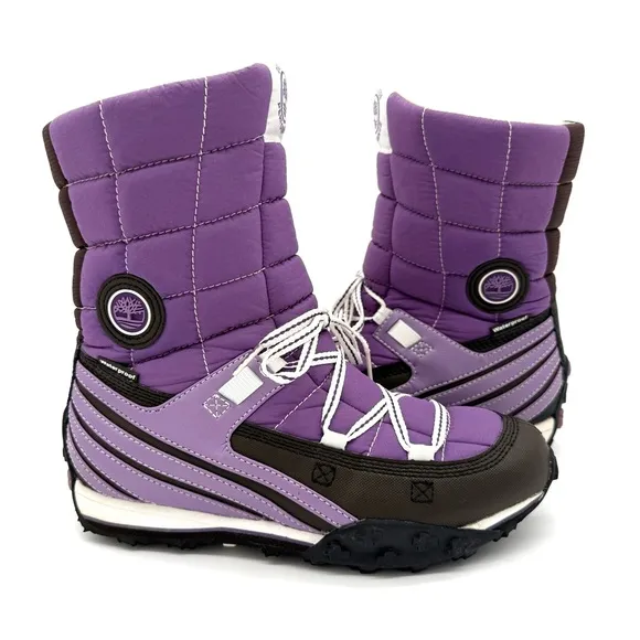 VGUC Timberland Outdoor Performance Quilted Waterproof Snow Boots In Purple 8M